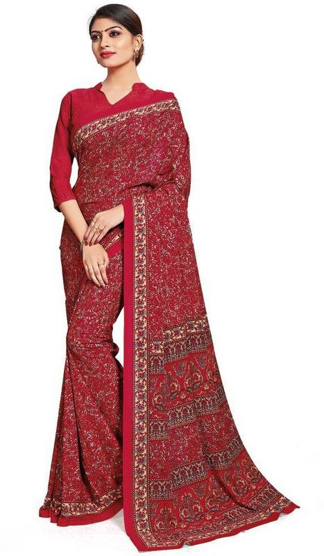 Fashion Crepe Saree  (Maroon)