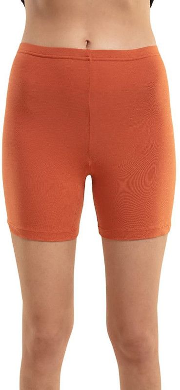 Solid Women Orange Cycling Shorts