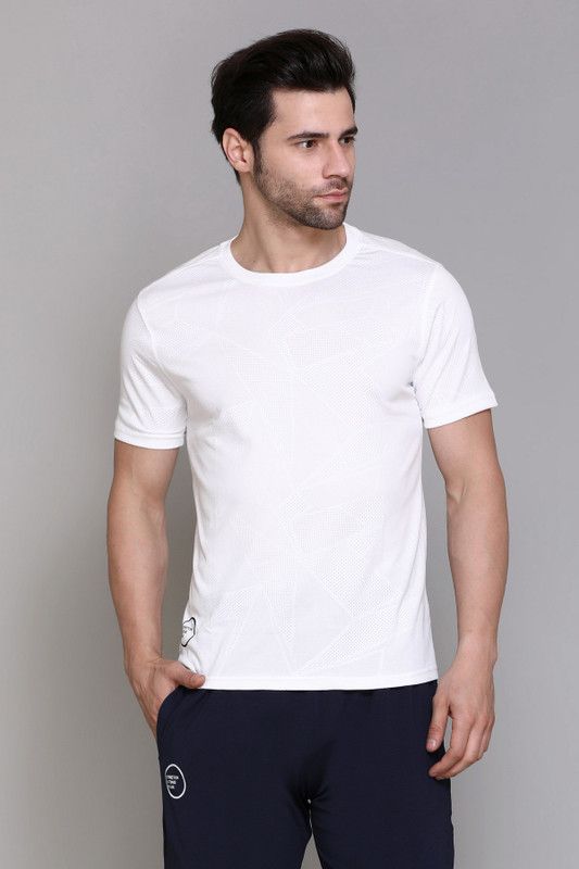 EVAN Men Solid Round Neck Polyester White T-Shirt