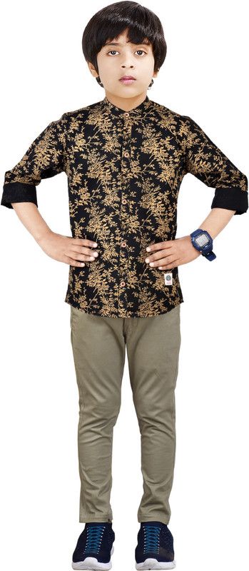 Boys Casual Shirt Trouser  (Multicolor)