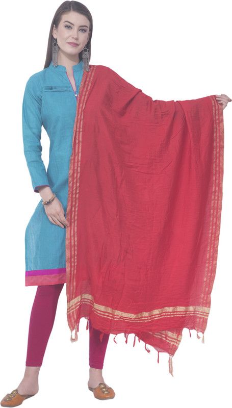 Pure Cotton Solid Red Women Dupatta