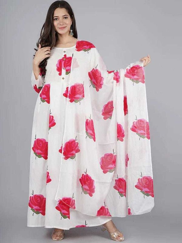Women Kurta and Dupatta Set Cotton Blend