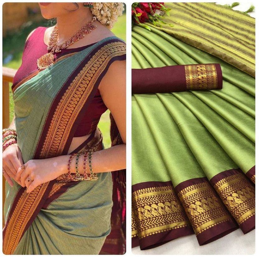 Self Design Kanjivaram Jacquard, Pure Silk Saree  (Light Green)