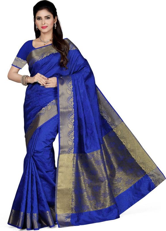 Self Design Bollywood Art Silk Saree  (Dark Blue)