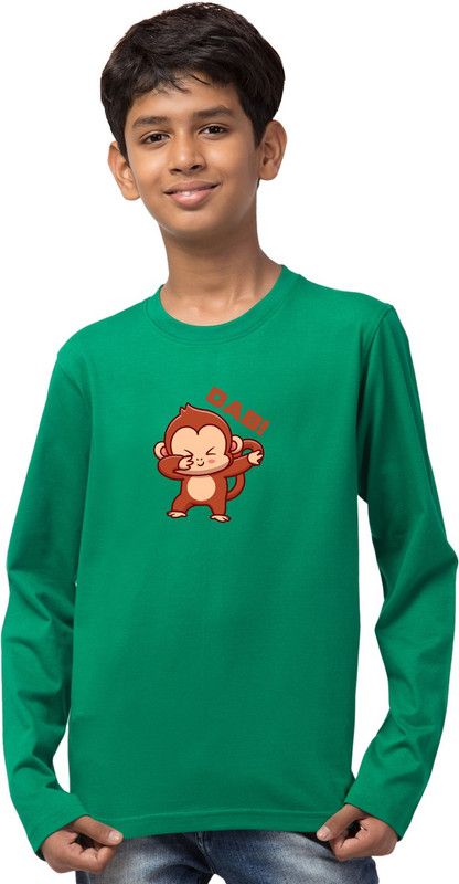 Boys Graphic Print Cotton Blend T Shirt  (Green, Pack of 1)