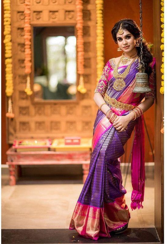 Woven Kanjivaram Silk Blend, Art Silk Saree  (Blue)
