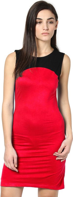 Women Shift Red, Black Dress