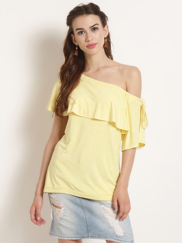 Casual Cape Sleeves Solid Women Yellow Top