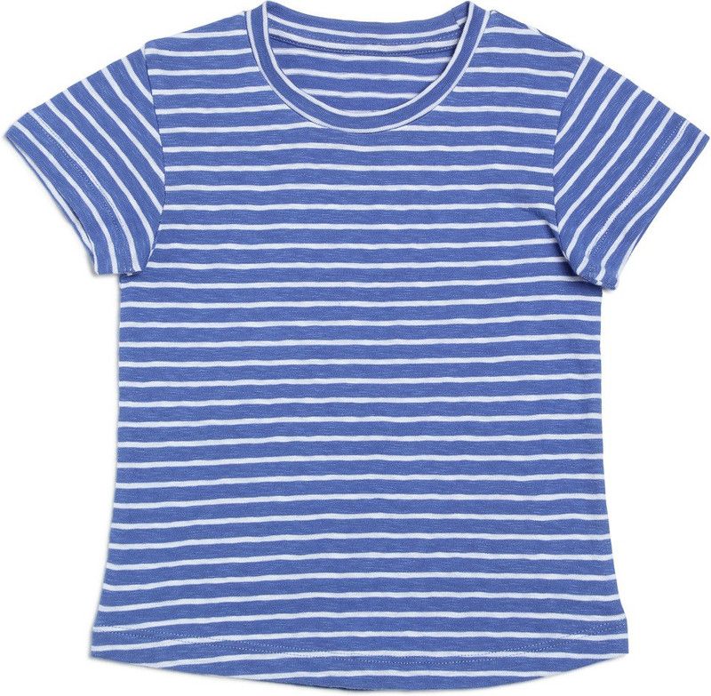Boys & Girls Striped Cotton Blend T Shirt  (Blue, Pack of 1)
