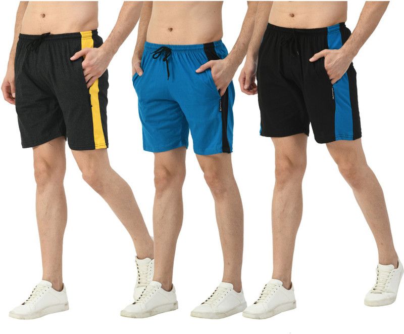 Pack of 3 Solid Men Multicolor Bermuda Shorts