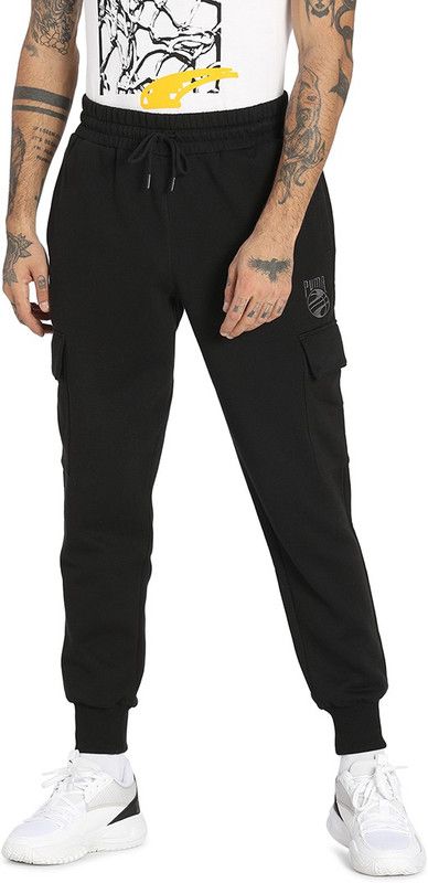 Booster Pant Men Solid Black Track Pants
