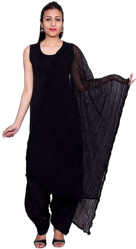 Cotton Blend Solid Black Women Dupatta