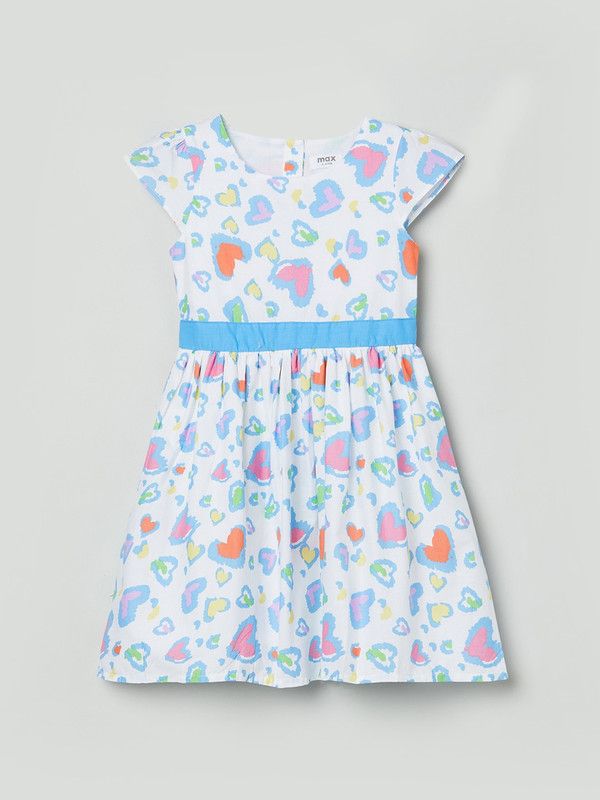 Girls Calf Length Casual Dress  (White, Cap Sleeve)