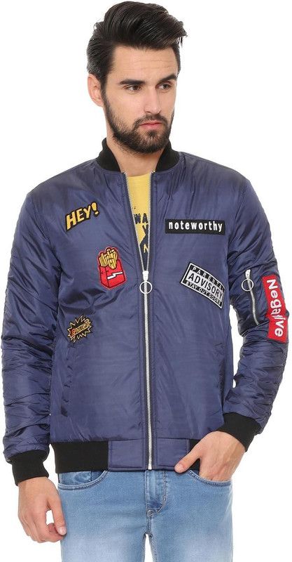 Men Applique Bomber Jacket