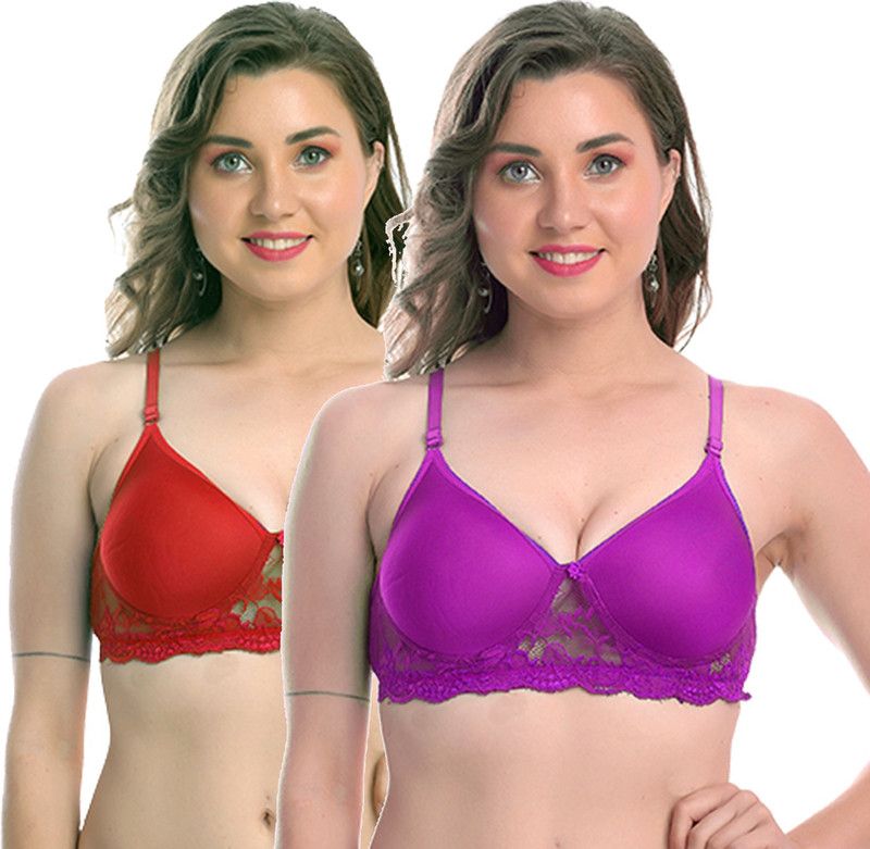 Women Push-up Lightly Padded Bra  (Purple, Red)