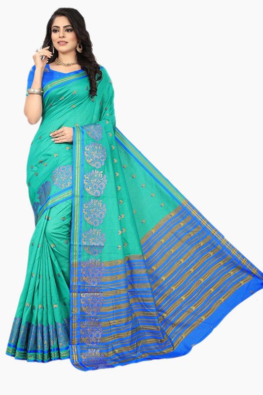 Woven Mysore Cotton Silk Saree  (Light Green)