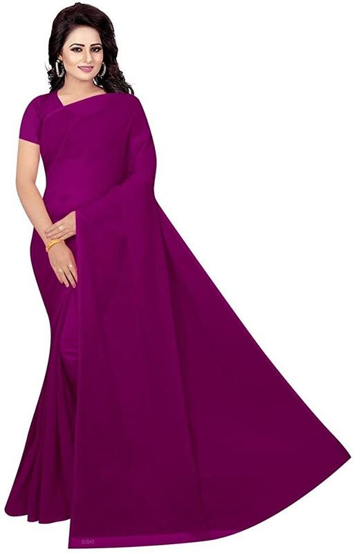 Solid/Plain Daily Wear Georgette Saree  (Magenta)