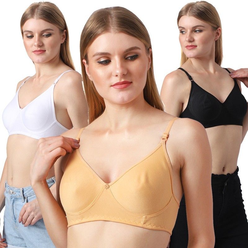 Women Full Coverage Non Padded Bra  (Beige, White, Black)