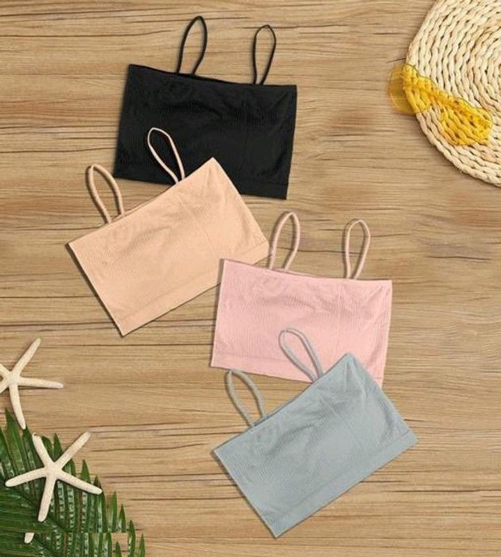 Pack of 3 Women Cami Bra Lightly Padded Bra  (Black, Pink, Grey, Beige)