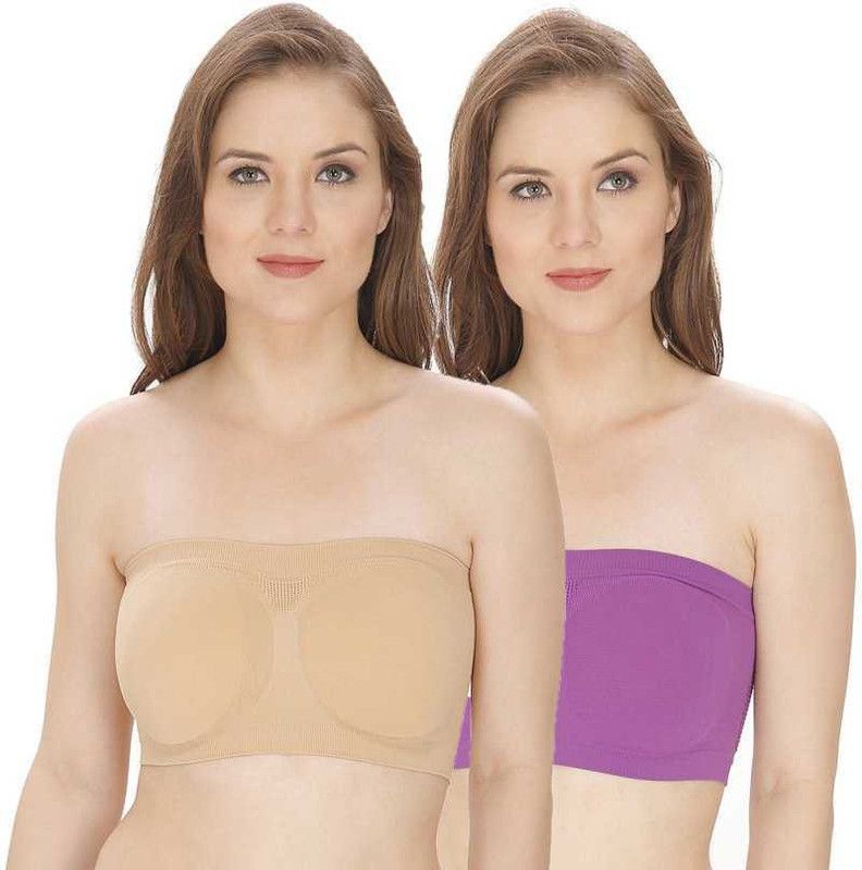 Pack of 2 Women Bandeau/Tube Lightly Padded Bra  (Purple, Beige)