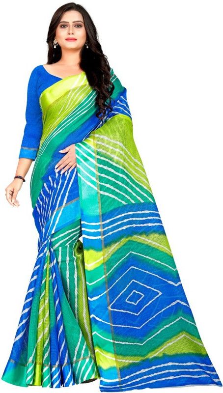 Kota Doria Cotton Silk Saree  (Blue)