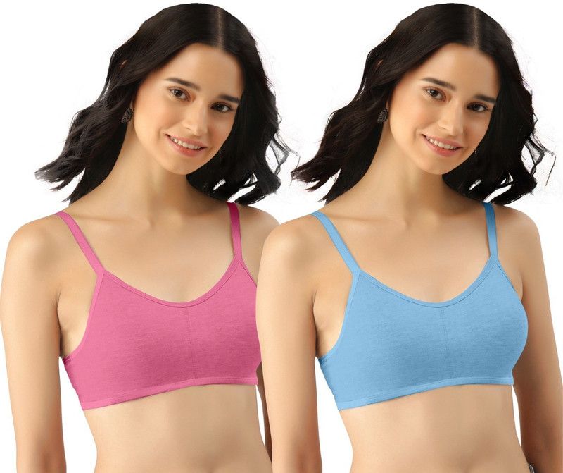 Pack of 2 Women Cami Bra Non Padded Bra  (Blue, Pink)