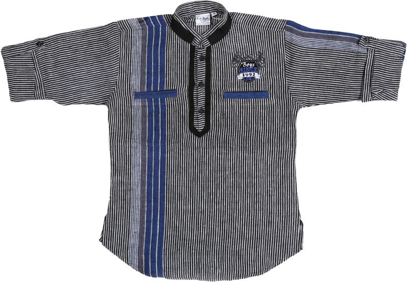 Boys Striped Cotton Blend Straight Kurta  (Multicolor)
