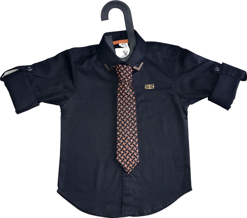 Boys Casual Shirt Tie  (Black)
