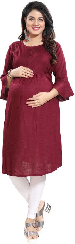 Women Self Design Cotton Linen Anarkali Kurta  (Purple)
