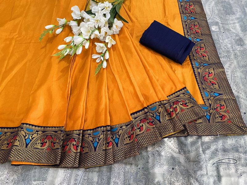 Woven Chanderi Cotton Silk, Chanderi Saree  (Yellow)