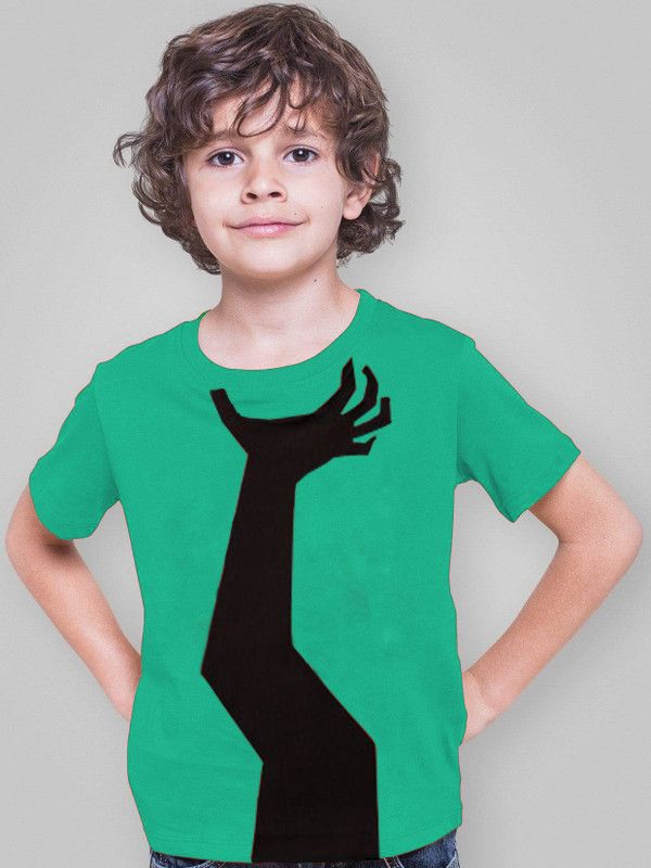 Boys & Girls Printed Organic Cotton T Shirt  (Green, Pack of 1)