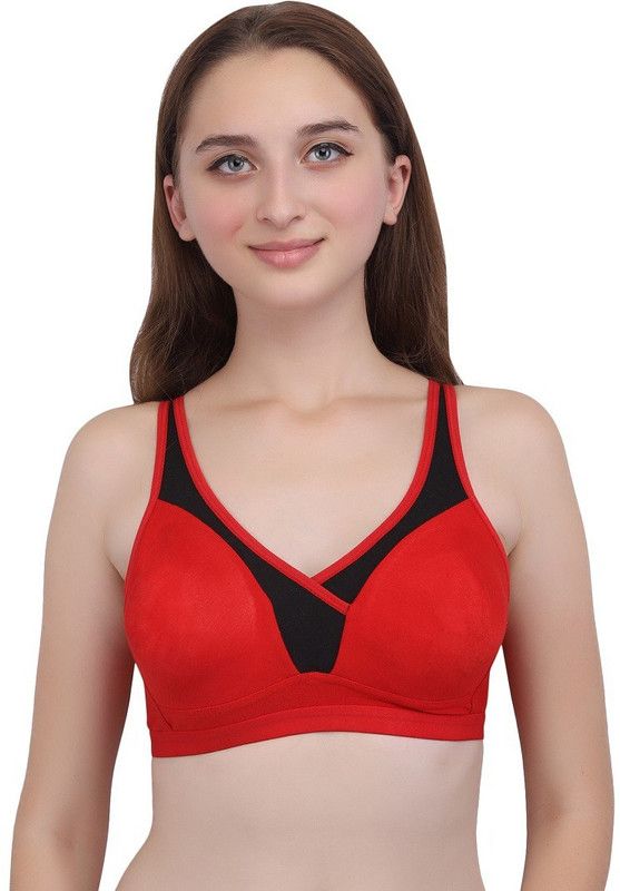 Women Full Coverage Heavily Padded Bra  (Red, Black)
