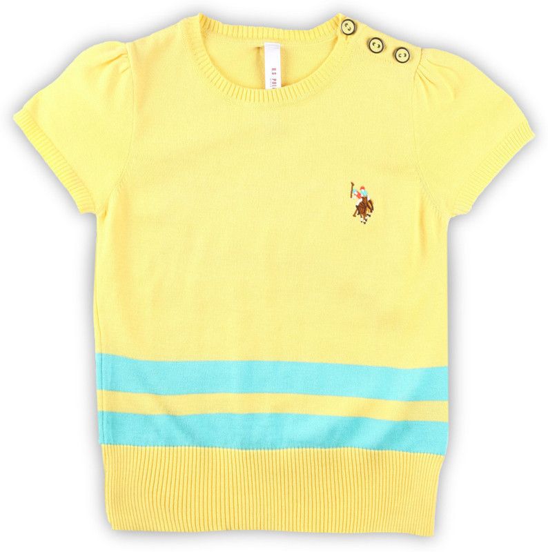 Girls Casual Cotton Blend Top  (Yellow, Pack of 1)