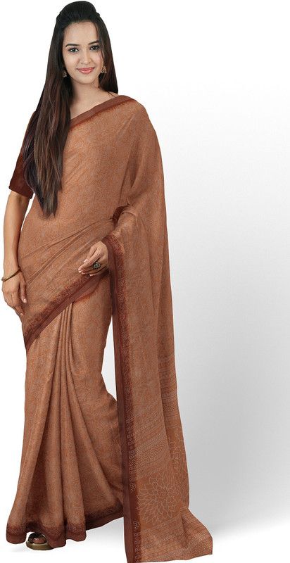 Self Design Daily Wear Georgette Saree  (Beige)