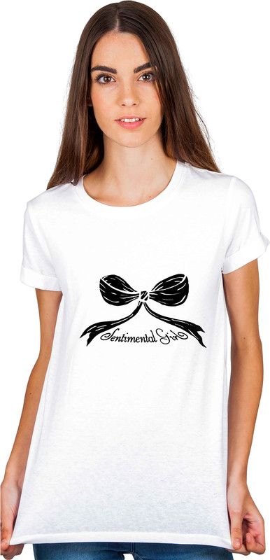 Sentimantol girl Graphic printed Cotton Tshirt Unisex Women Printed Round Neck Cotton Blend White T-Shirt