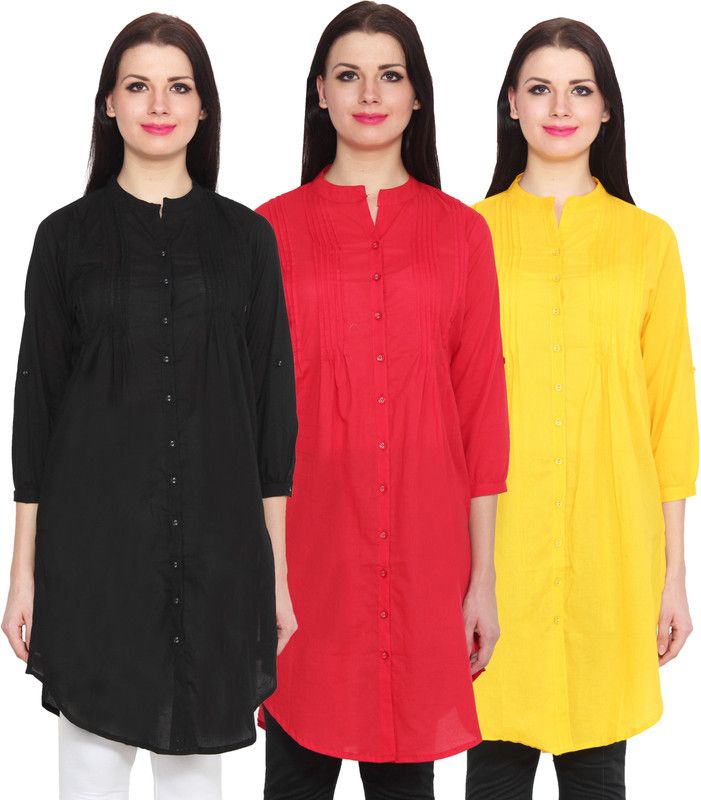 Casual Regular Sleeves Solid Women Red, Black, Yellow Top