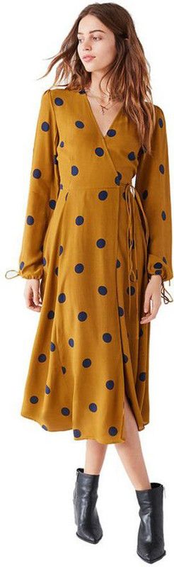 Women Wrap Yellow Dress