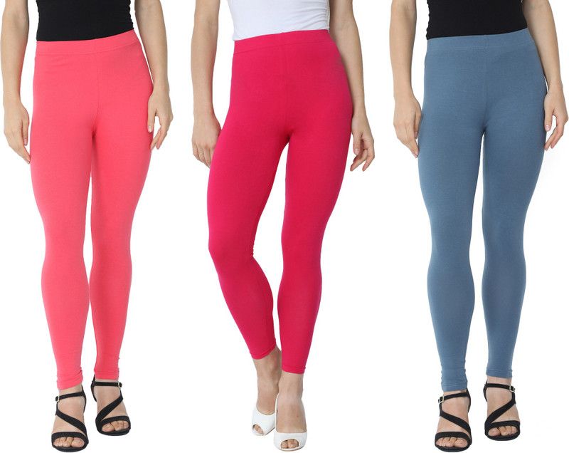 WEATHER CHANGER Ankle Length Ethnic Wear Legging  (Pink, Pink, Blue, Solid)