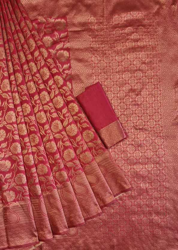 Woven Bollywood Art Silk, Cotton Silk Saree  (Red)