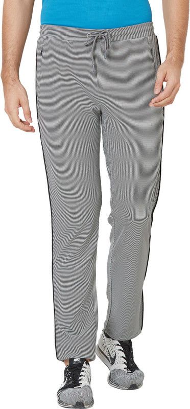 Men Striped White Track Pants