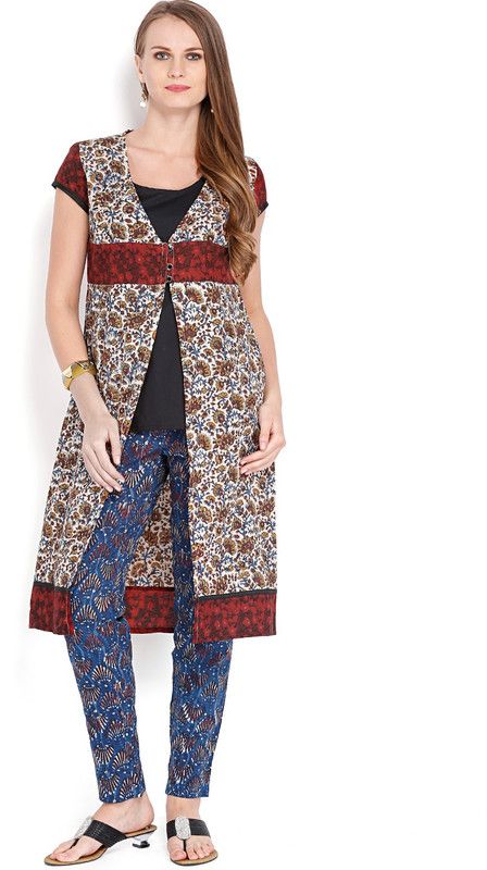 Women Ethnic Jacket, Kurta and Churidar/Legging Set Pure Cotton
