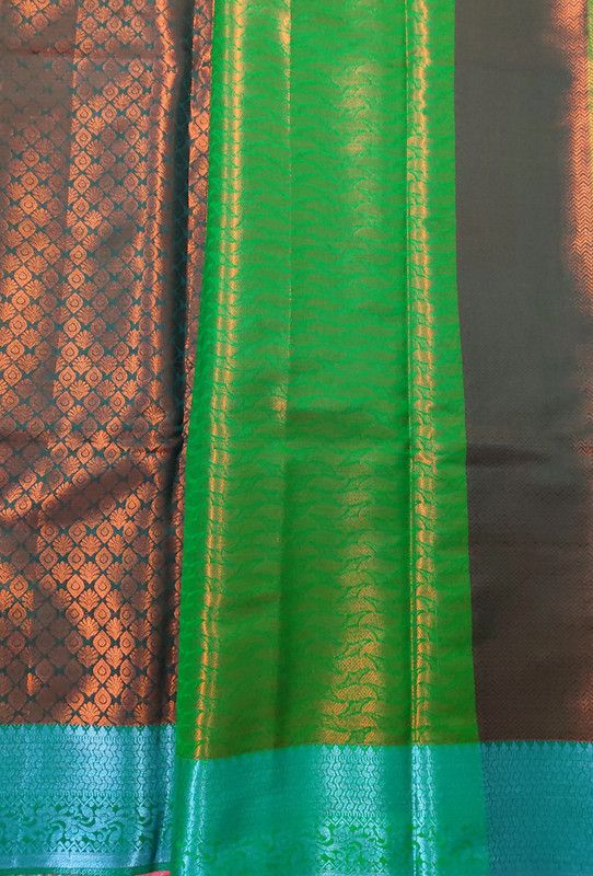 Woven Banarasi Nylon Saree  (Purple, Green)