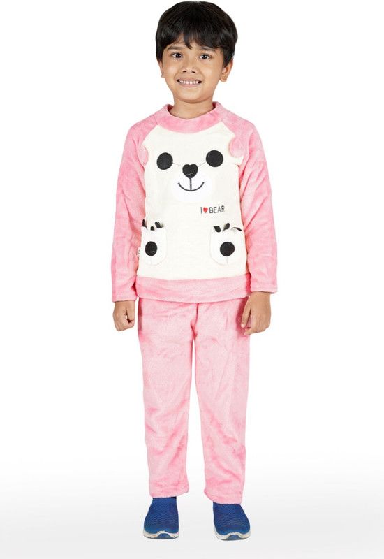 Boys & Girls Casual Sweatshirt Sweatpant  (Pink)