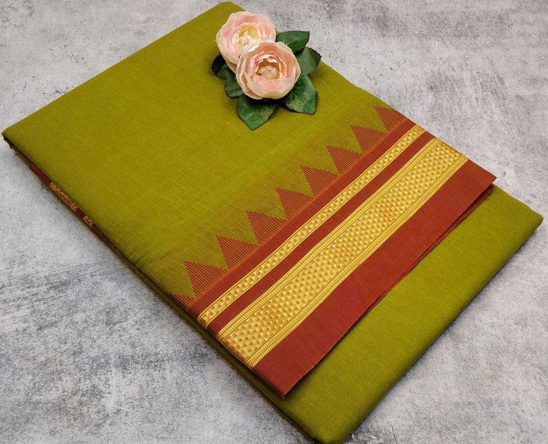 Woven Ilkal Cotton Silk Saree  (Green)