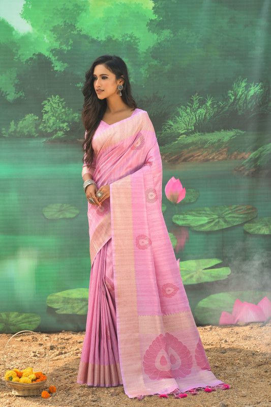 Woven Kovai Pure Silk Saree  (Pink)