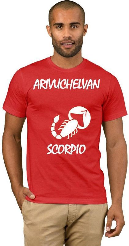 Arivuchelvan Zodiac Scorpio Style Fashion V10 Men Printed Round Neck Cotton Blend Red T-Shirt