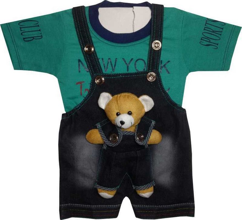 Dungaree For Baby Boys & Baby Girls Solid Denim  (Multicolor, Pack of 1)