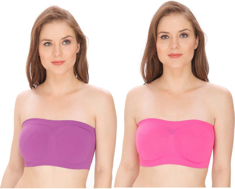 Pack of 2 Women Bandeau/Tube Heavily Padded Bra  (Purple)