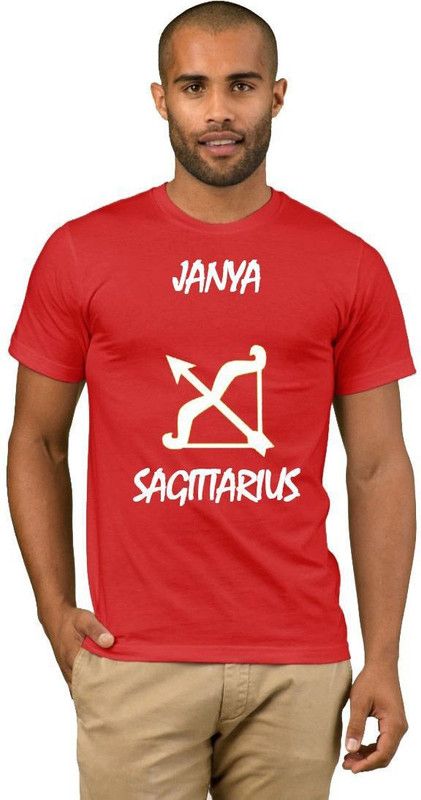 Janya Zodiac Sagittarius Style Fashion V11 Men Printed Round Neck Cotton Blend Red T-Shirt