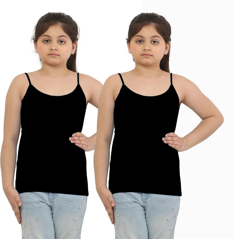 Camisole For Girls  (Black, Pack of 2)